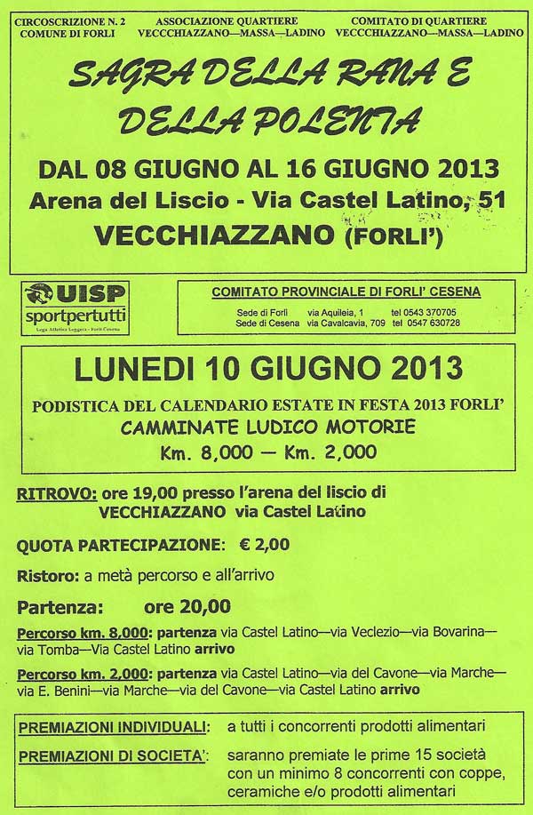 Sagra della rana e della polenta Vecchiazzano (FC)